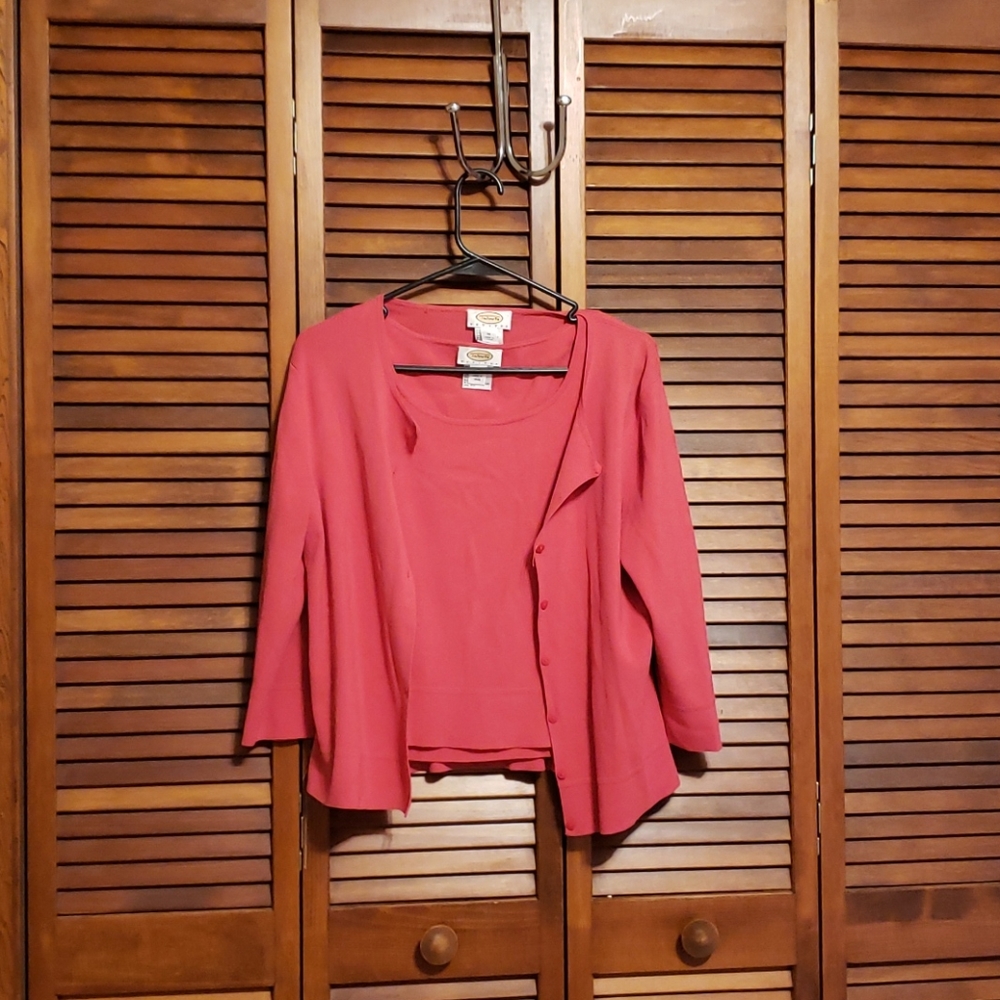 Talbots pink twin set